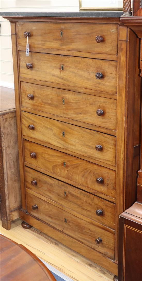 A marble top mahogany chest H.142cm